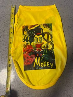 Yellow Dog Shirt with Money Graphic Print