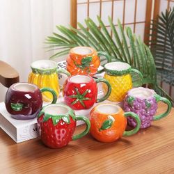 CERAMIC FRUIT COFFEE MUGS 