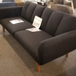 Brand New 81" x 44" Black Linen Sofa Futon