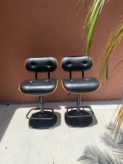 2 Black Swivel Bar Stools