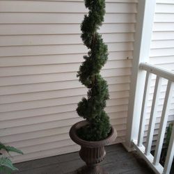 Artificial Spiral Topiary And Urn