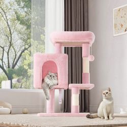 29in Cat Tree for Indoor Cats, Multi-Level Cat Tower with Large Perch, Cozy Condo, Playful Toy Balls, Sisal Scratching Posts, Stable Pet Furniture Act