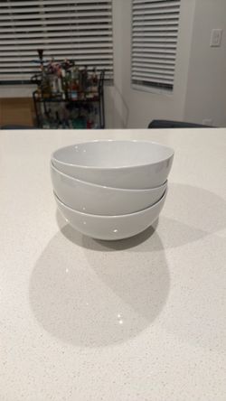 Large White Ceramic Bowls Set of 3