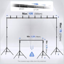 EMART Backdrop Stand 10x7ft(WxH) Photo Studio Adjustable Background Stand Support kit with 2 Crossbars, 8 Clamps, 2 Sandbags and Carry Bag for Parties