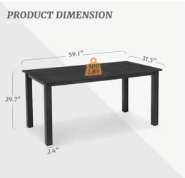 HDPS Outdoor Dining Table Weather-Resistant Rectangle Patio Dining Table for Outside Indoor