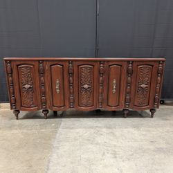 Vintage Freed-Waran Mediterranean Revival Deep-Carved 9-Drawer Credenza Sideboard