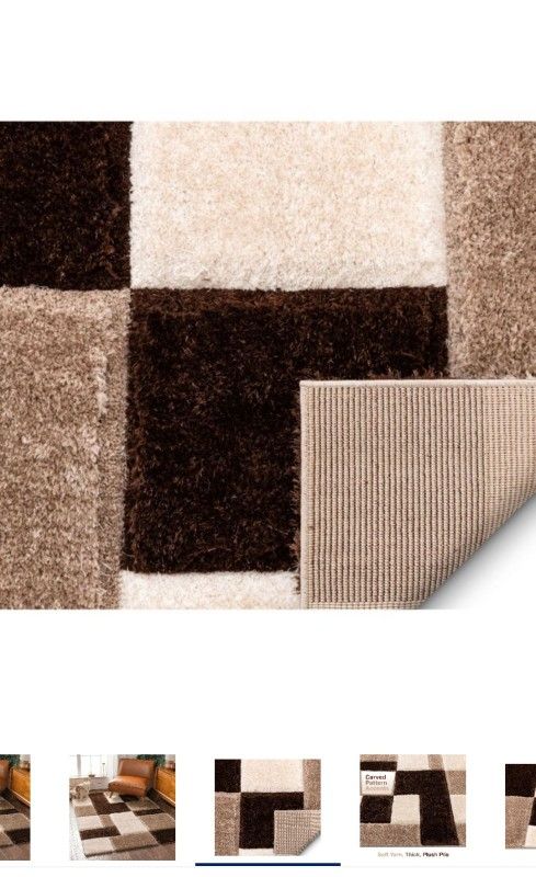 San Francisco 8 X 10 (ft) Shag Brown Indoor Geometric Mid-century Modern Area Rug