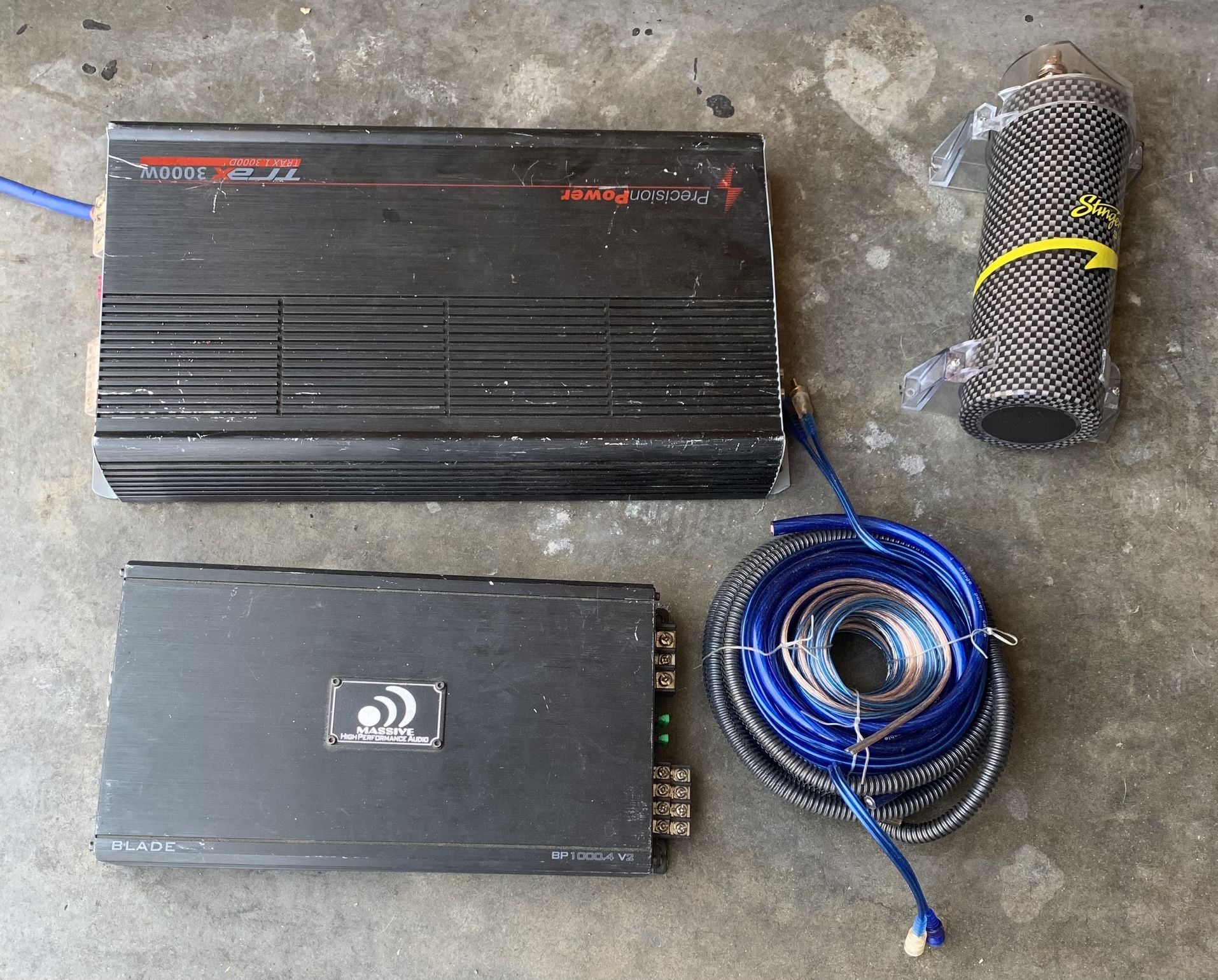 Car Amplifier, Capacitor, & Wiring Kit