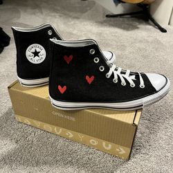 Embroidered Heart Custom Black Converse 