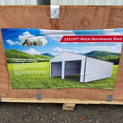 NEW METAL WAREHOUSE SHED 25ft x 33ft IDEAL FOR BUSSINES COLOR CREAM SEALED ALL INFORMATION ITS IN THE PICTURE FOR ANY QUESTION TEXT ME PLEASE HABLO ES