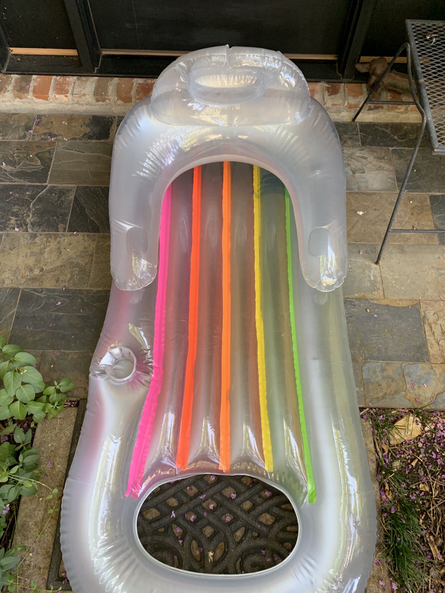 air mattress with back and cup holder swimming boating