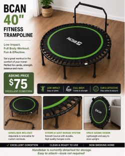 BCAN 40" Fitness Trampoline with Handlebar