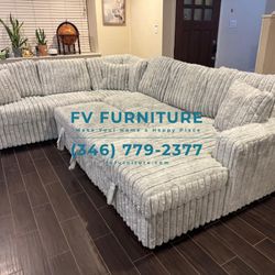 Brand New! 3 Monthly Payments! Oversized Sectional With Pullout Bed! 3 Monthly Payments 