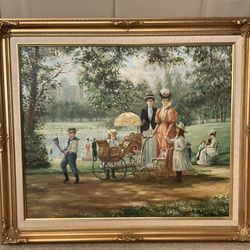 Victorian Scene In The Park, Oil Painting