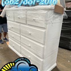 White Nine Drawer Dressser Pinewood Chest Cajonera Comoda Nueva 