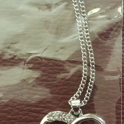 NEW Silver heart w/cross w/diamonds