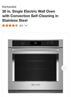 KitchenAid 30 in. Single Electric Wall Oven with Convection Self-Cleaning in Stainless Steel