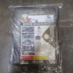 10ft × 10ft Super Heavy Duty Grey Tarp 
