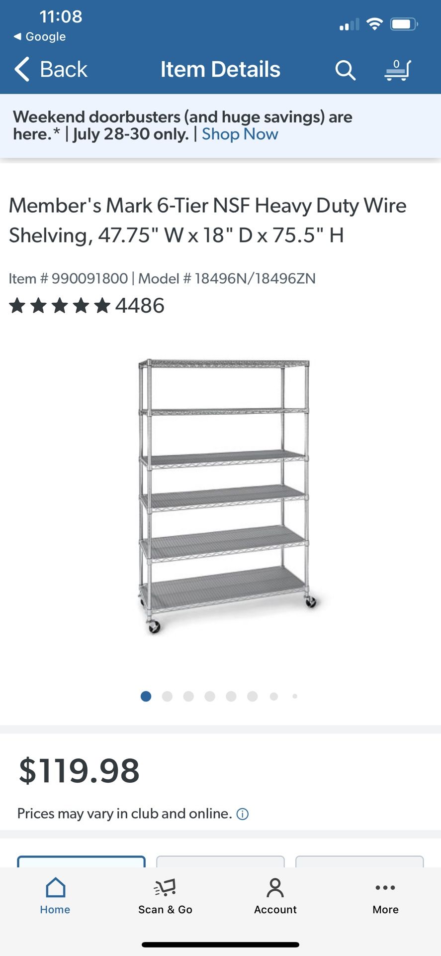 2 Metal Shelves From Sams Club Already Put Toghter 100.