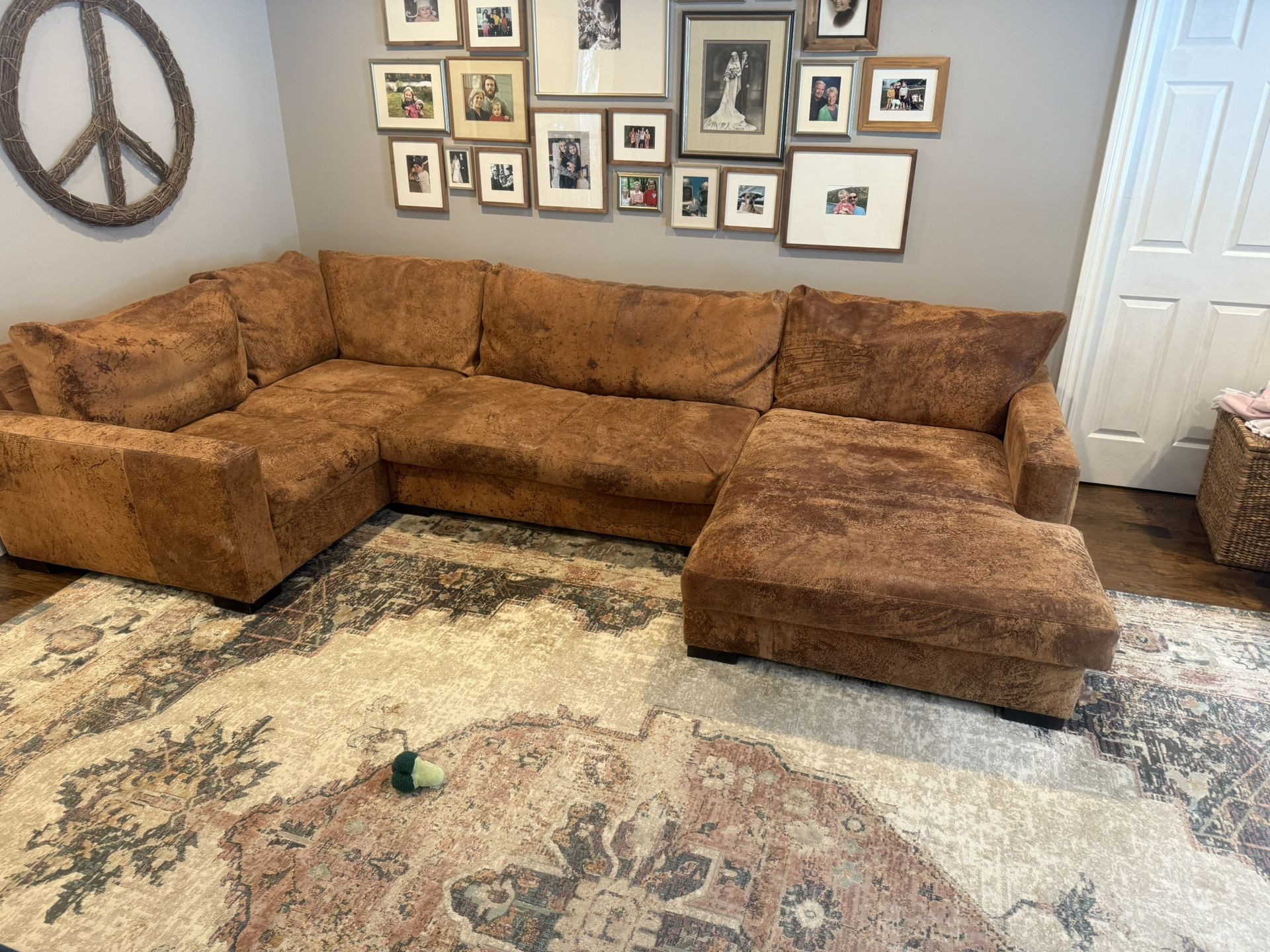 Distressed Leather Sectional