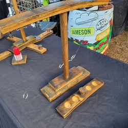 Handcrafted Table Top/Bar Top Ring Toss Game with Score Keeper and Game Piece 