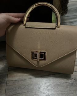 Beige Mini Handbag with Gold Hardware