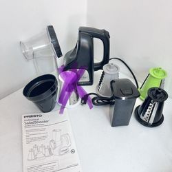 Electric chopper with 3 cutters & rotation blades Prepping Food, Presto brand 02970 Professional SaladShooter Electric Slicer/Shredder, Only 1  Availa
