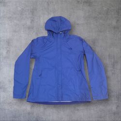 The North Face Women's L Blue Venture Rain Jacket HyVent Waterproof Hooded A8AS
