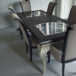 Dining Table Hollywood Swank Leg in Caviar