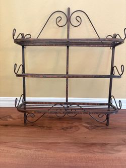 Bronze metal 3-tier wall shelf