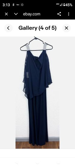 Brand New - Navy blue cut out sleeve wide-leg jumpsuit