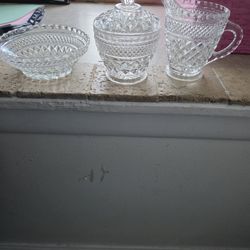 Anchor Hocking Sugar Bowl & Creamer And Bowl