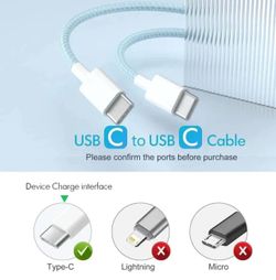 2X Apple Type C to Type C Cable Fast Charger Type C Cord For iPhone 15/16/Pro/Max