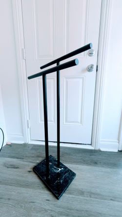 Double Bar Towel Stand with Marble Base