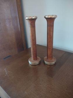 Vintage Industrial Rustic Wood Spool Candle Holders