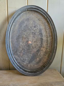 Large Oval Silver-Plate Gallery Tray