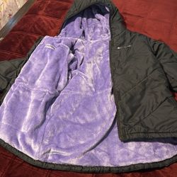 Columbia Girls Big Fir Reversible Jacket (Size M) Black/Paisley Purple 