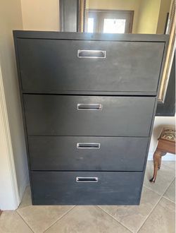 Heavy-Duty Black 4-Drawer Lateral Metal File Cabinet