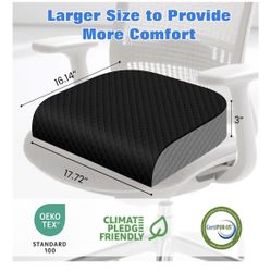 Seat Cushion for Office Chair, Memory Foam Chair Cushions, Car Seat Cushion for Long Sitting, Desk Chair Cushion for Pressure Relief, Non-Slip Bottom,
