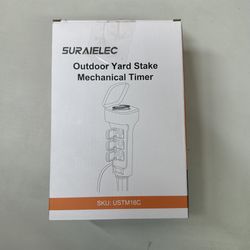 24-Hour Mechanical Outlet Timer, Outdoor Power Stake Light Timer, Electrical Power Strip Weatherproof, 6FT Extension Cord 