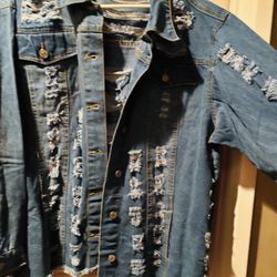 Distressed Jean Jacket by Thrill Jean New size 3X