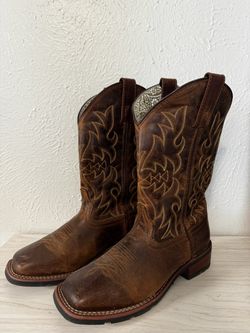 Laredo Anita 5602 Women’s Tan Leather Western Cowboy Boots Size 7 M Square Toe