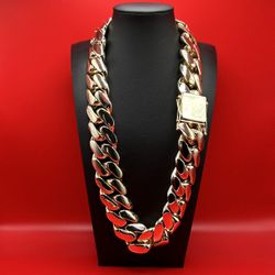 30mm - 24inch Gold Miami Cuban Link Gold Plated Solid Chain Premium Quality 