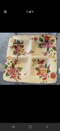 Floral divided serving tray.