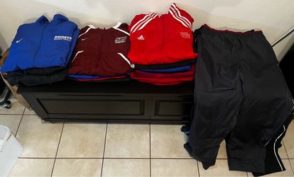 Lot Of 17 Active Wear Clothes, 13 Jackets/Shirts, 4 Sweat Pants