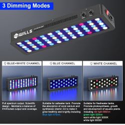 WILLS Aquarium Light, Dimmable Full Spectrum Fish Tank Light with 3 Dimming Modes & 55 Premium SMD Chips, 165W LED Aquarium Plant Light for Saltwater 