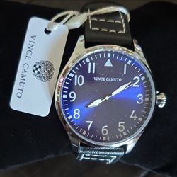 Vince Camuto Men's Watch (Blue Dial / Black Leather Strap) -  New