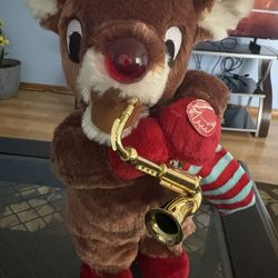 Animated Music Plush Rudolph & Saxophone
