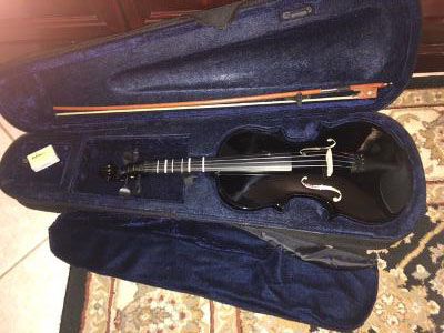 Adm Full Size 4/4 Black Violin with New Bow, Case & Rosin