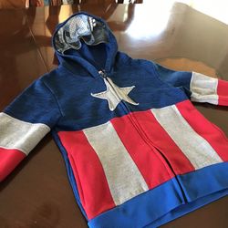 Boys Marvel Hoodie Capitan America Size 7 Years